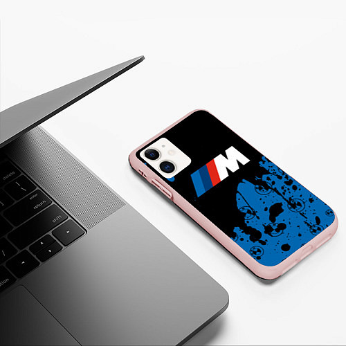 Чехол iPhone 11 матовый BMW БМВ / 3D-Светло-розовый – фото 3