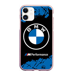 Чехол iPhone 11 матовый BMW БМВ, цвет: 3D-светло-розовый