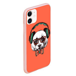 Чехол iPhone 11 матовый Панда-меломан, цвет: 3D-светло-розовый — фото 2
