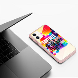 Чехол iPhone 11 матовый FORTNITE, цвет: 3D-светло-розовый — фото 2