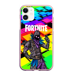 Чехол iPhone 11 матовый FORTNITE, цвет: 3D-светло-розовый