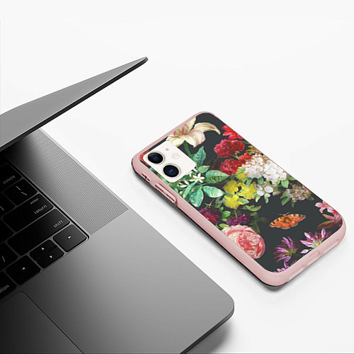 Чехол iPhone 11 матовый Цветы / 3D-Светло-розовый – фото 3