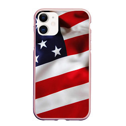 Чехол iPhone 11 матовый США USA, цвет: 3D-светло-розовый