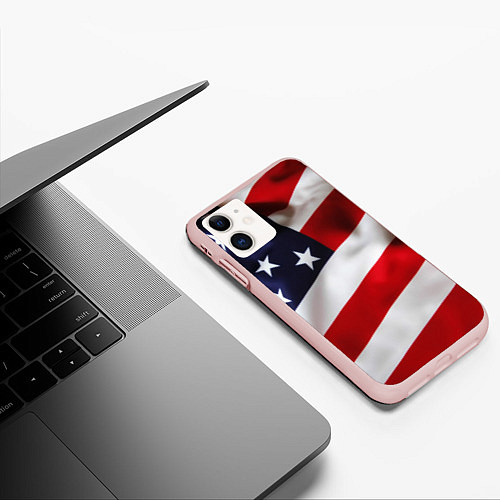 Чехол iPhone 11 матовый США USA / 3D-Светло-розовый – фото 3