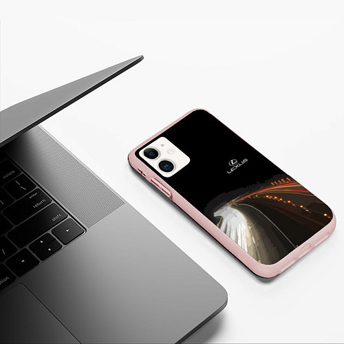 Чехол iPhone 11 матовый Night route / 3D-Светло-розовый – фото 3