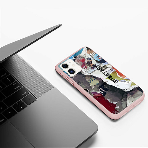 Чехол iPhone 11 матовый Street art / 3D-Светло-розовый – фото 3