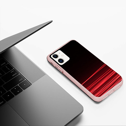Чехол iPhone 11 матовый Красное и Черное / 3D-Светло-розовый – фото 3