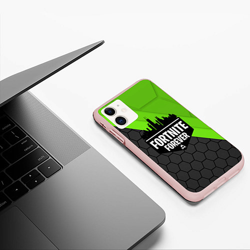 Чехол iPhone 11 матовый FORTNITE ФОРТНАЙТ S / 3D-Светло-розовый – фото 3