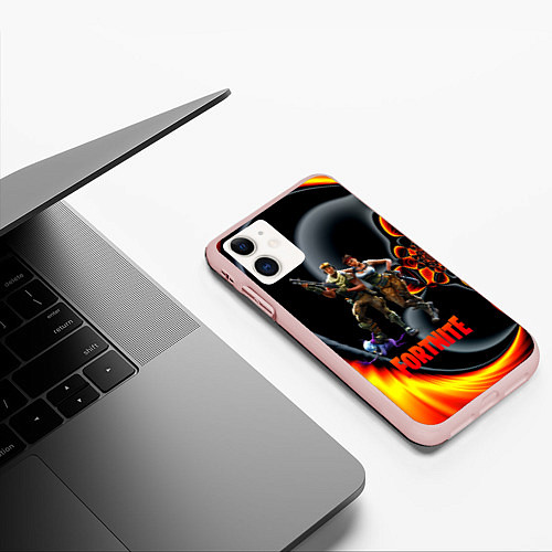 Чехол iPhone 11 матовый FORTNITE S / 3D-Светло-розовый – фото 3