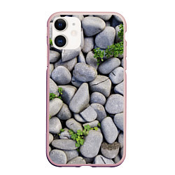 Чехол iPhone 11 матовый Камни, цвет: 3D-светло-розовый