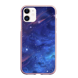 Чехол iPhone 11 матовый Звёздное небо, цвет: 3D-светло-розовый