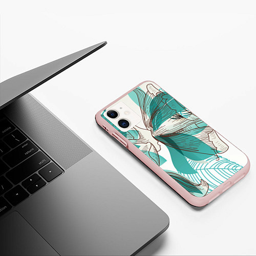 Чехол iPhone 11 матовый Цветок / 3D-Светло-розовый – фото 3