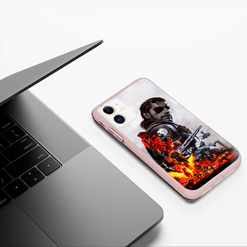 Чехол iPhone 11 матовый Metal Gear / 3D-Светло-розовый – фото 3