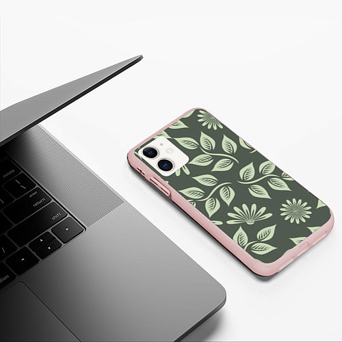 Чехол iPhone 11 матовый Цветы / 3D-Светло-розовый – фото 3