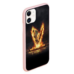 Чехол iPhone 11 матовый Викинги Vikings спина Z, цвет: 3D-светло-розовый — фото 2
