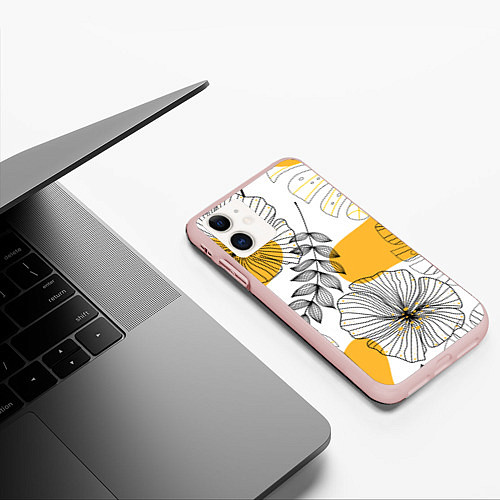 Чехол iPhone 11 матовый Цветы / 3D-Светло-розовый – фото 3