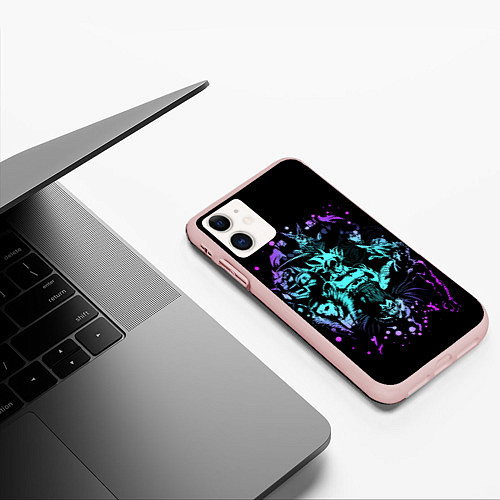Чехол iPhone 11 матовый Герои аниме / 3D-Светло-розовый – фото 3