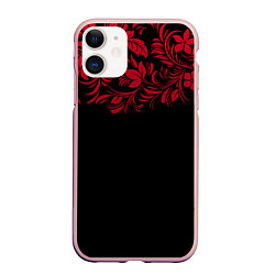 Чехол iPhone 11 матовый Цветы, цвет: 3D-светло-розовый