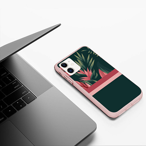 Чехол iPhone 11 матовый Лилии / 3D-Светло-розовый – фото 3
