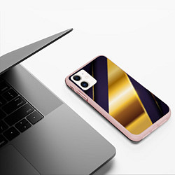 Чехол iPhone 11 матовый 3D luxury золото, цвет: 3D-светло-розовый — фото 2