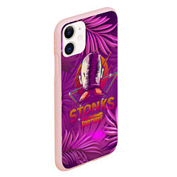 Чехол iPhone 11 матовый Fortnite Neon Stonks Meme, цвет: 3D-светло-розовый — фото 2