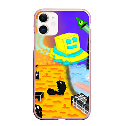 Чехол iPhone 11 матовый Geometry Dash: RobTop Z, цвет: 3D-светло-розовый