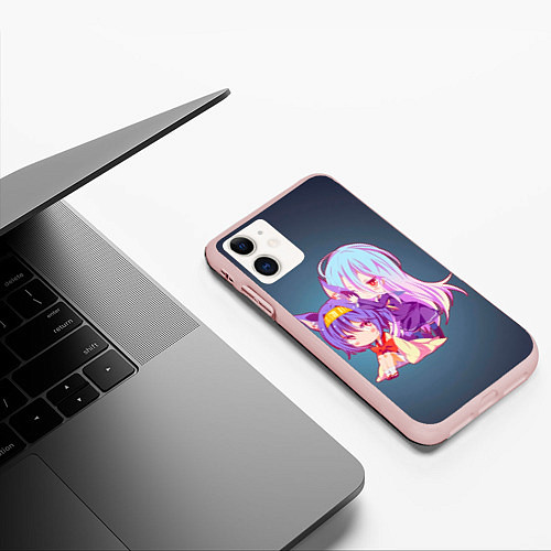 Чехол iPhone 11 матовый Изуна и Широ / 3D-Светло-розовый – фото 3