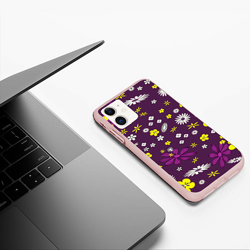 Чехол iPhone 11 матовый Цвета цветов дизайн / 3D-Светло-розовый – фото 3