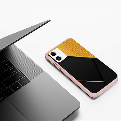Чехол iPhone 11 матовый 3D BLACK & GOLD / 3D-Светло-розовый – фото 3