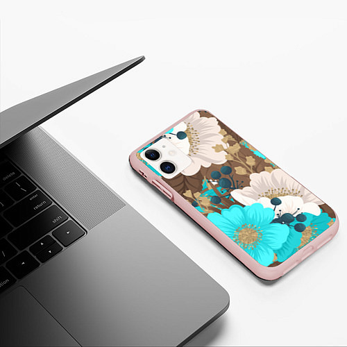 Чехол iPhone 11 матовый Красивые цвеТы / 3D-Светло-розовый – фото 3