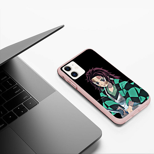 Чехол iPhone 11 матовый Клинок, рассекающий демонов / 3D-Светло-розовый – фото 3
