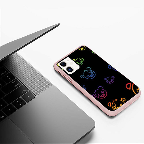 Чехол iPhone 11 матовый Colorful Bear / 3D-Светло-розовый – фото 3