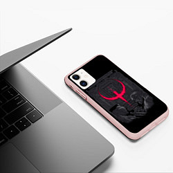 Чехол iPhone 11 матовый Quake tournament, цвет: 3D-светло-розовый — фото 2