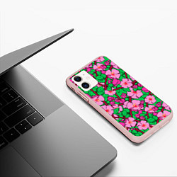 Чехол iPhone 11 матовый Цветы Сакуры, Sakura, цвет: 3D-светло-розовый — фото 2