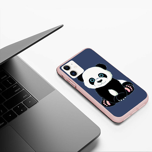 Чехол iPhone 11 матовый Милая Панда Sweet Panda / 3D-Светло-розовый – фото 3