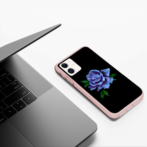 Чехол iPhone 11 матовый Сапфировая роза / 3D-Светло-розовый – фото 3