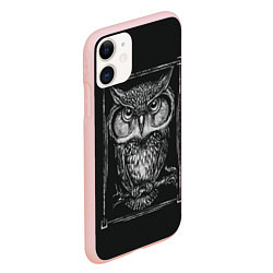Чехол iPhone 11 матовый Филин, цвет: 3D-светло-розовый — фото 2