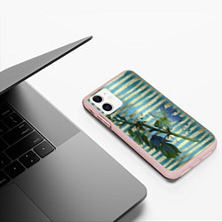 Чехол iPhone 11 матовый Сумеречные цветы и золото, цвет: 3D-светло-розовый — фото 2