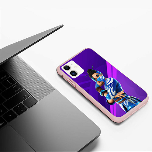Чехол iPhone 11 матовый Fortnite Blue Jade / 3D-Светло-розовый – фото 3
