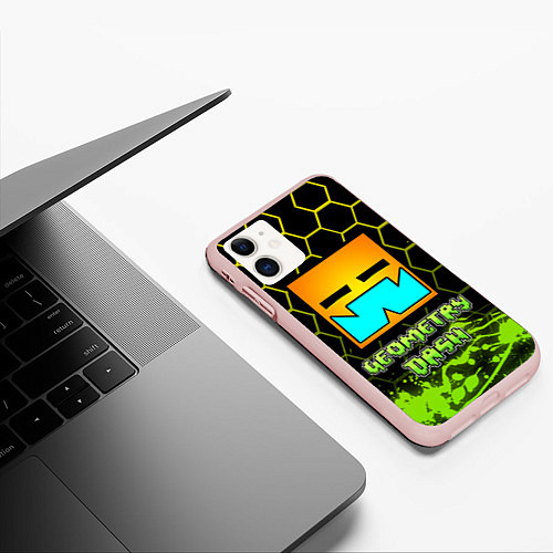 Чехол iPhone 11 матовый Geometry Dash / 3D-Светло-розовый – фото 3