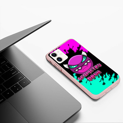 Чехол iPhone 11 матовый Geometry Dash / 3D-Светло-розовый – фото 3