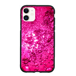 Чехол iPhone 11 матовый Розовые Пузырьки цвета 3D-черный — фото 1