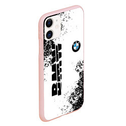 Чехол iPhone 11 матовый BMW БМВ РАЗРЕЗАННОЕ ЛОГО, цвет: 3D-светло-розовый — фото 2