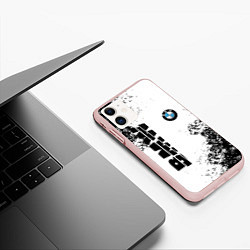 Чехол iPhone 11 матовый BMW БМВ РАЗРЕЗАННОЕ ЛОГО, цвет: 3D-светло-розовый — фото 2