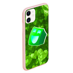 Чехол iPhone 11 матовый Geometry Dash: Green Love Z, цвет: 3D-светло-розовый — фото 2