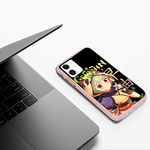 Чехол iPhone 11 матовый Саю Genshin Impact / 3D-Светло-розовый – фото 3