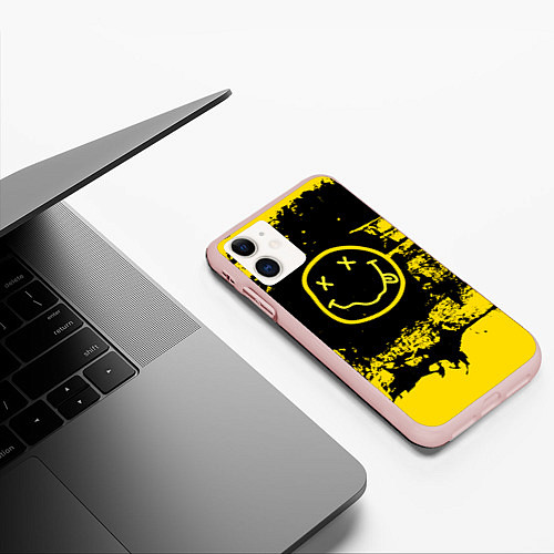 Чехол iPhone 11 матовый Нирвана Гранж Nirvana Smile / 3D-Светло-розовый – фото 3