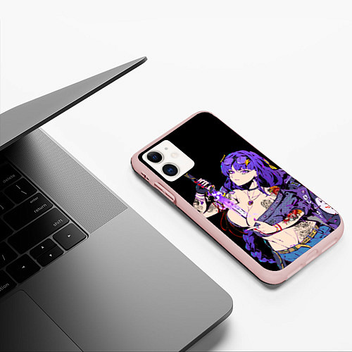 Чехол iPhone 11 матовый Сегун Райден балл модная с мечом genshin impact / 3D-Светло-розовый – фото 3