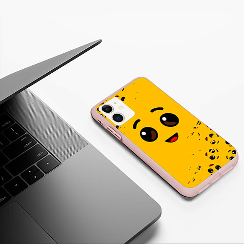 Чехол iPhone 11 матовый FORTNITE BANANA FACE ФОРТНАЙТ БАНАН / 3D-Светло-розовый – фото 3
