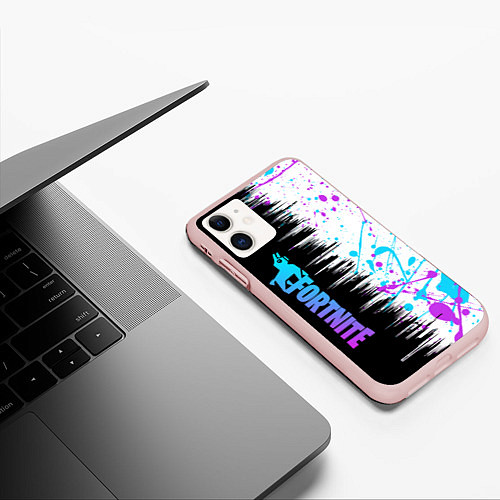 Чехол iPhone 11 матовый FORTNITE ФОРНТАЙТ / 3D-Светло-розовый – фото 3